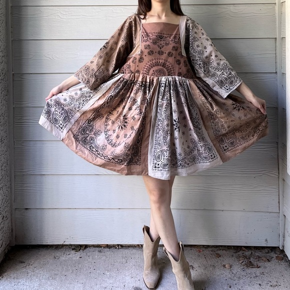 Handmade Bandana Dress SKU 7780 Muddy/Earthy - Picture 7 of 16